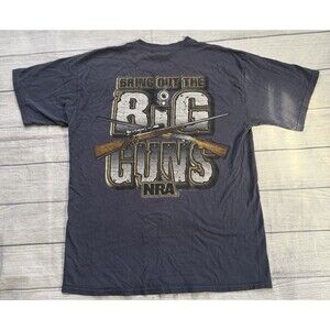 VTG Y2K National Rifle Association NRA Bring Out Big Guns T Shirt Size L Defect